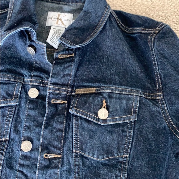 Calvin Klein darker wash blue jean jacket - Picture 4 of 7